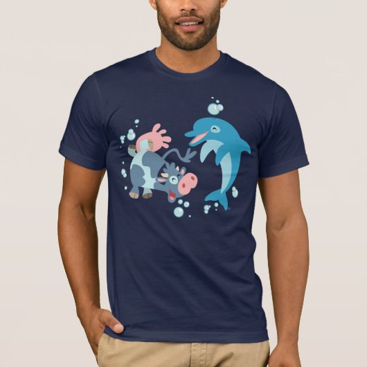 Cartoon Sea Guimones: SeacowとDolphin T-shirt Tシャツ (正面)