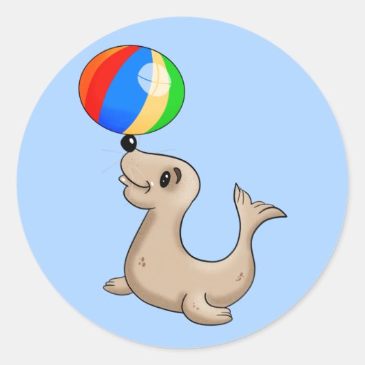 Cartoon Seal 遊's with Ball ラウンドシール (正面)