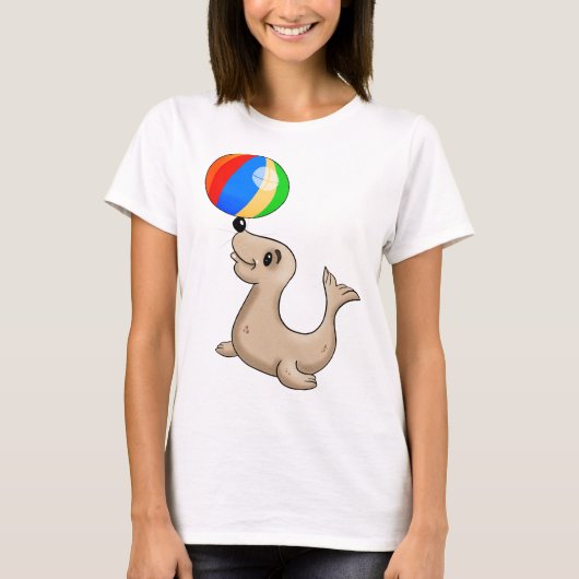 Cartoon Seal 遊's with Ball Tシャツ (正面)