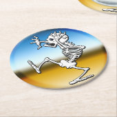 Cartoon Skeletonハローウィンパーティ ラウンドペーパーコースター (アングル)