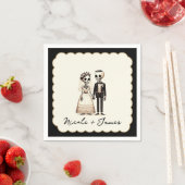 Cartoon Skeleton Bride +新郎お洒落結婚の スタンダードカクテルナプキン (インサイチュ)