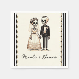 Cartoon Skeleton Bride +新郎お洒落結婚の スタンダードカクテルナプキン