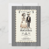 Cartoon Skeleton Bride +新郎お洒落結婚の 招待状 (正面)