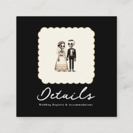 Cartoon Skeleton Bride +新郎結婚の詳細 スクエア名刺