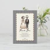Cartoon Skeleton Bride + Groom 結婚's Thank You 招待状 (スタンド正面)