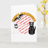 Cartoon Skeleton Catこうもり&幽霊フォトフレーム カード (黄色い花)