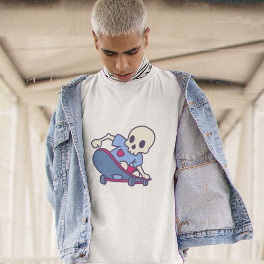 Cartoon Skull Skateboard Streetwear Graphic Tee Tシャツ