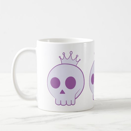 cartoon skull with crown design コーヒーマグカップ (左)
