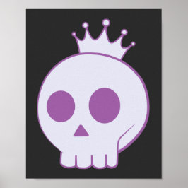 cartoon skull with crown design ポスター