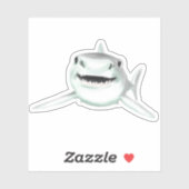 cartoon smiling shark mint blue green ocean animal シール (シート)