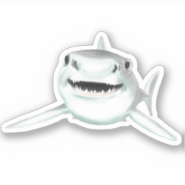 cartoon smiling shark mint blue green ocean animal シール