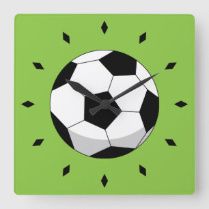 Cartoon Soccer Ball スクエア壁時計