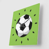 Cartoon Soccer Ball スクエア壁時計 (傾斜)