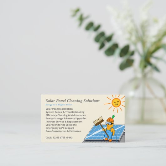 Cartoon Solar Panel Cleaning Services 名刺 (スタンド正面)