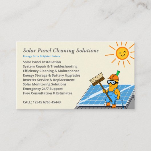 Cartoon Solar Panel Cleaning Services 名刺 (正面)