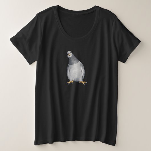 Cartoon-Stadttaube プラスサイズTシャツ (デザイン正面)