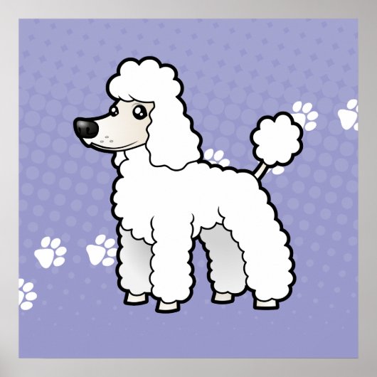 Cartoon Standard/Miniature/Toy Poodle (puppy cut) ポスター (正面)