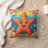 Cartoon Starfish Underwater for Kids Room Decor クッション (ブランケット)