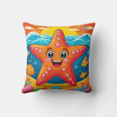 Cartoon Starfish Underwater for Kids Room Decor クッション (裏面)