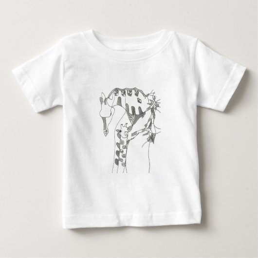 Cartoon stick figure giraffe mom and son T-shirts ベビーTシャツ (正面)