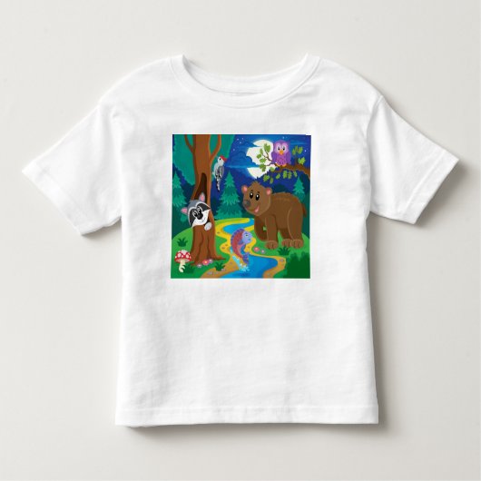 Cartoon Stream Forest Animalsの個人用設定 トドラーTシャツ (正面)