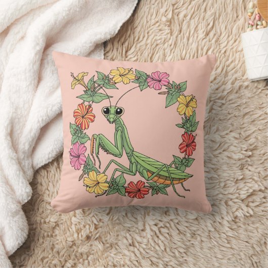 Cartoon Style Mantis With Mirabilis クッション (ブランケット)