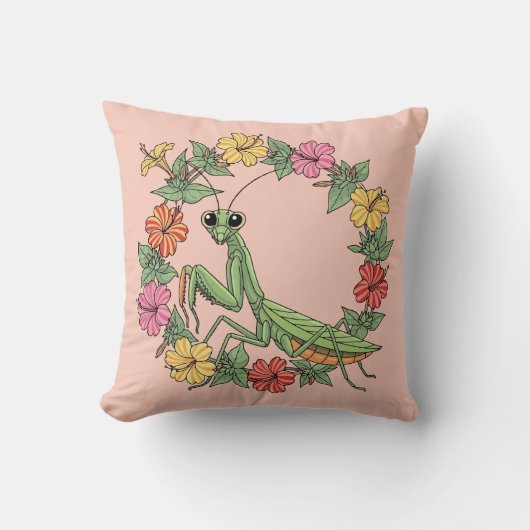 Cartoon Style Mantis With Mirabilis クッション (正面)