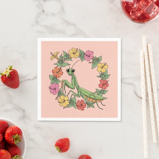 Cartoon Style Mantis With Mirabilis スタンダードカクテルナプキン (インサイチュ)