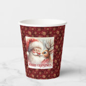 Cartoon Style Santa Claus Rudolph Christmas Cups 紙コップ (正面)