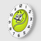 Cartoon Tennis Ball Emoji Face Happy Sports ラージ壁時計 (傾斜)