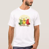 Cartoon Three Birds Singing  Tシャツ (正面)