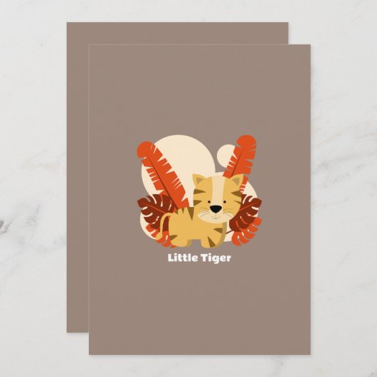 Cartoon Tiger Tiger Drawing Animal Character Art 招待状 (正面/裏面)