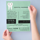 Cartoon Toothロゴ、歯科、歯医者広告の チラシ (手)