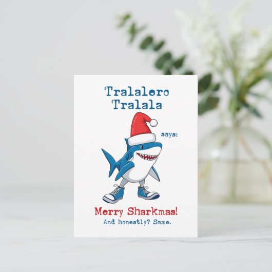 Cartoon Tralalero Tralala Says Merry Sharkmas シーズンポストカード (スタンド正面)