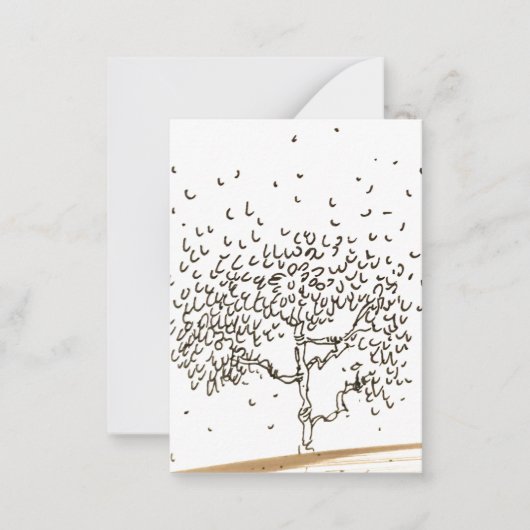 Cartoon Tree Falling Leaves Drawing ノートカード (正面)