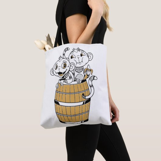 Cartoon tribal monkey Tote トートバッグ (クローズアップ)
