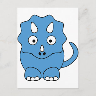Cartoon Triceratops (青) ポストカード