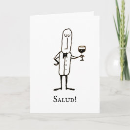 Cartoon Waiter Feliz Cumpleanos Birthday Card カード
