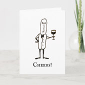 Cartoon Waiter Holding Wine Congratulations Card カード (正面)