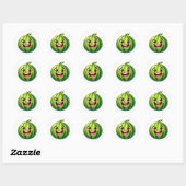 Cartoon watermelon smiling wide Sticker ラウンドシール (シート)