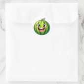 Cartoon watermelon smiling wide Sticker ラウンドシール (バッグ)