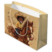 Cartoon Western Ride Tall Cowboy ラージペーパーバッグ (裏面アングル)