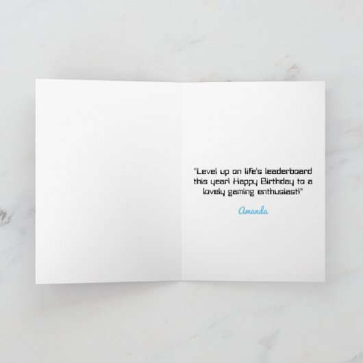 Cartoon White & Blue Gaming Controller誕生日 カード (内部)