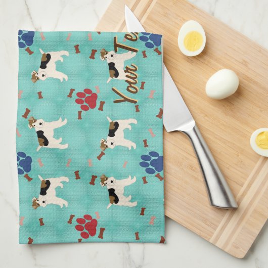 Cartoon WireキツネTerier キッチンタオル (四つ折り)