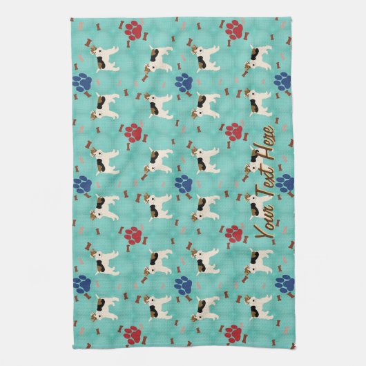 Cartoon WireキツネTerier キッチンタオル (縦)