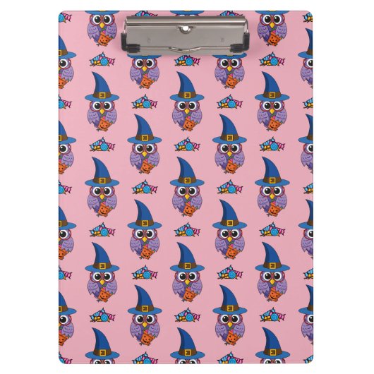 Cartoon Wizard Owl Pattern クリップボード (正面)