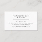 Cartoon Workman、Carpentry、Carpenter 名刺 (裏面)