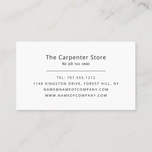 Cartoon Workman、Carpentry、Carpenter 名刺 (裏面)