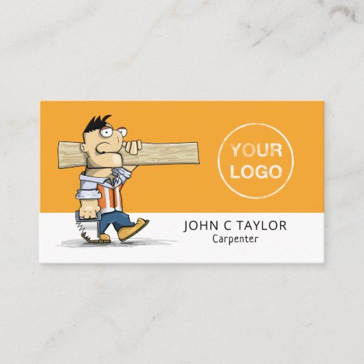 Cartoon Workman、Carpentry、Carpenter 名刺 (正面)