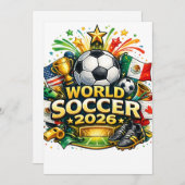 Cartoon World Soccer 2026 T-Shirt Design – Fun Foo 招待状 (正面/裏面)